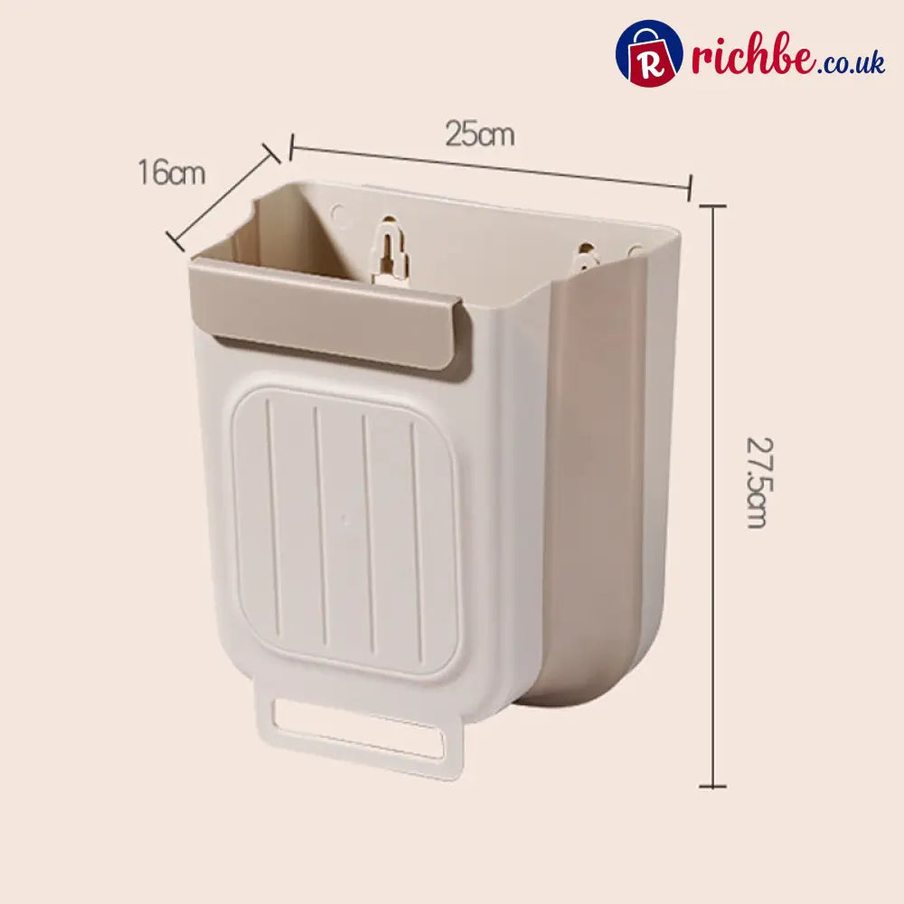 Multipurpose Hanging Collapsible Trash Can – Wall-Mounted Kitchen Waste Bin - 11L / Beige - Hot Sale