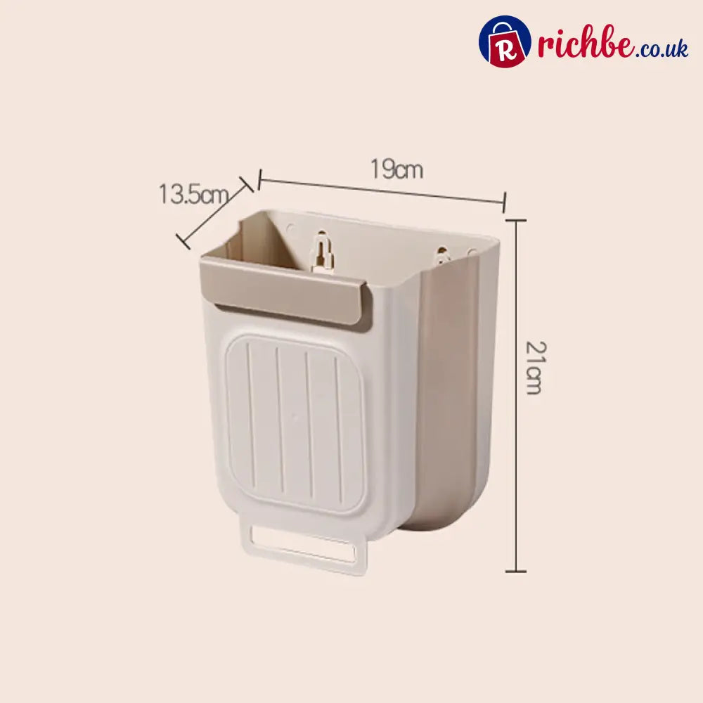 Multipurpose Hanging Collapsible Trash Can – Wall-Mounted Kitchen Waste Bin - 6L / Beige - Hot Sale