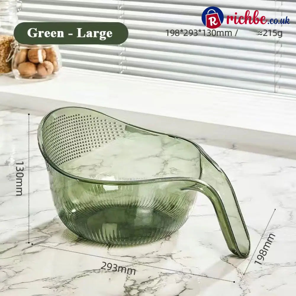 🍚 Multipurpose Rice Washing Bowl Strainer with Handle - 293*198*130mm / Green*2 - Houseware & Kitchen