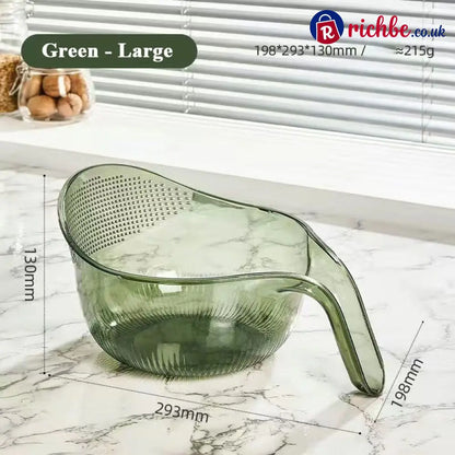 🍚 Multipurpose Rice Washing Bowl Strainer with Handle - 293*198*130mm / Green*2 - Houseware & Kitchen