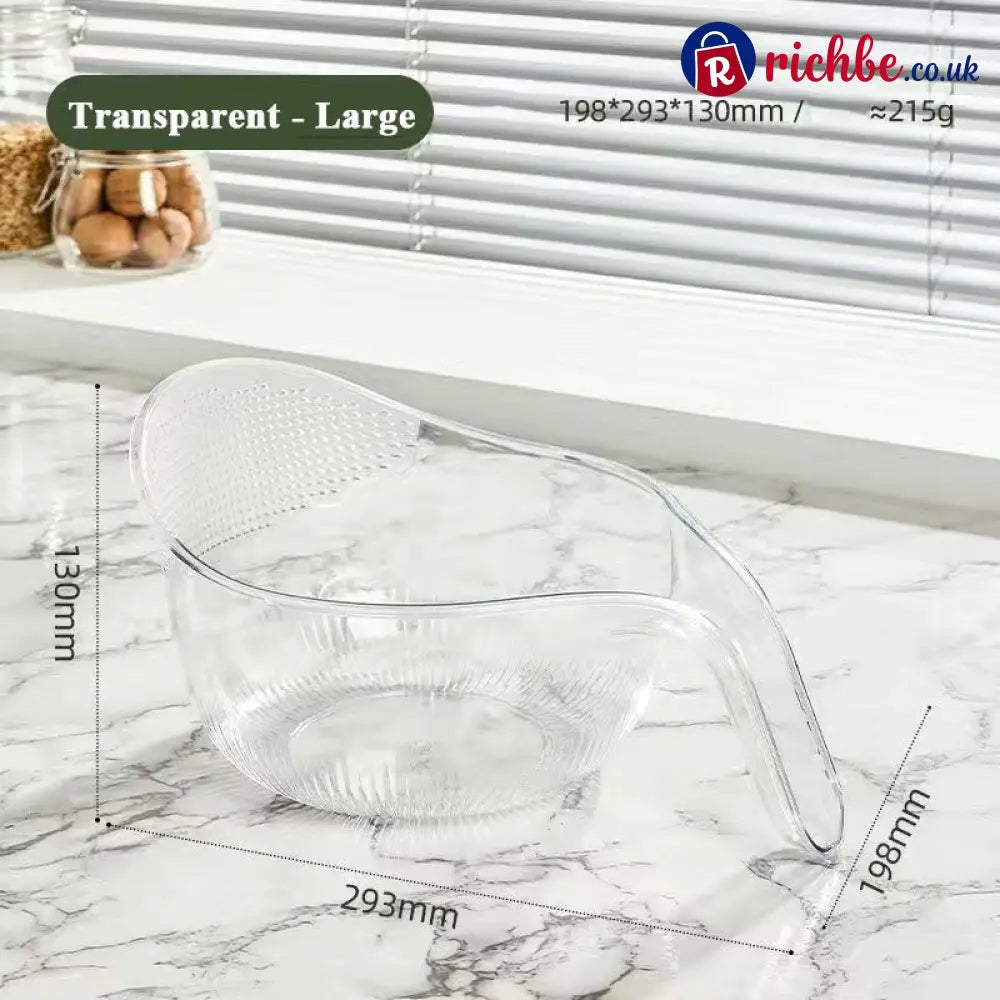 🍚 Multipurpose Rice Washing Bowl Strainer with Handle - 293*198*130mm / Transparent*2 - Houseware & Kitchen