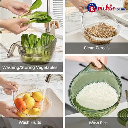 🍚 Multipurpose Rice Washing Bowl Strainer with Handle - Houseware & Kitchen