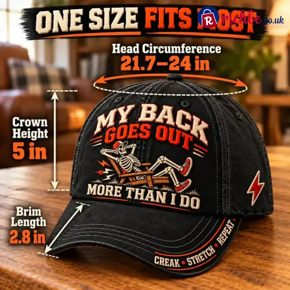 😂 My Back Goes Out More Than I Do Funny Aging Baseball Cap