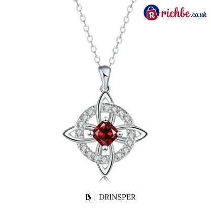 Mystical Birthstone Witches Knot Necklace – Natural Crystal🔮💞Protect Your Loved Ones - January / Garnet Crystal
