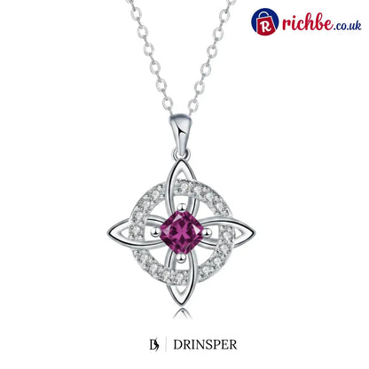 Mystical Birthstone Witches Knot Necklace – Natural Crystal🔮💞Protect Your Loved Ones - July / Ruby Crystal / Unboxed