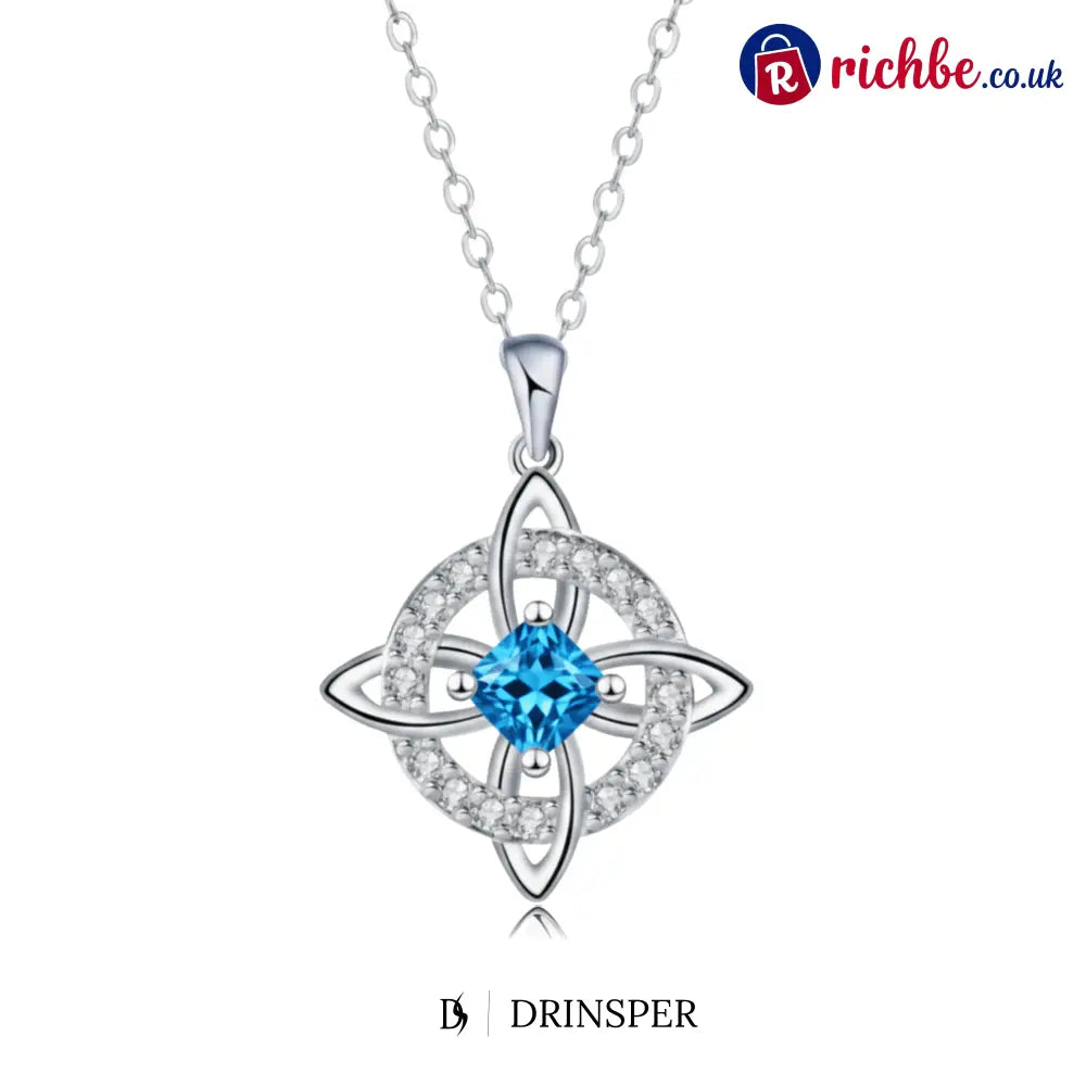 Mystical Birthstone Witches Knot Necklace – Natural Crystal🔮💞Protect Your Loved Ones - March / Aquamarine Crystal