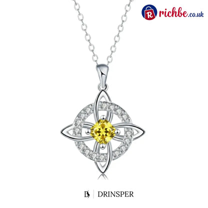 Mystical Birthstone Witches Knot Necklace – Natural Crystal🔮💞Protect Your Loved Ones - November / Citrine Crystal
