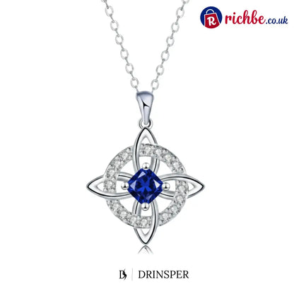 Mystical Birthstone Witches Knot Necklace – Natural Crystal🔮💞Protect Your Loved Ones - September / Sapphire Crystal