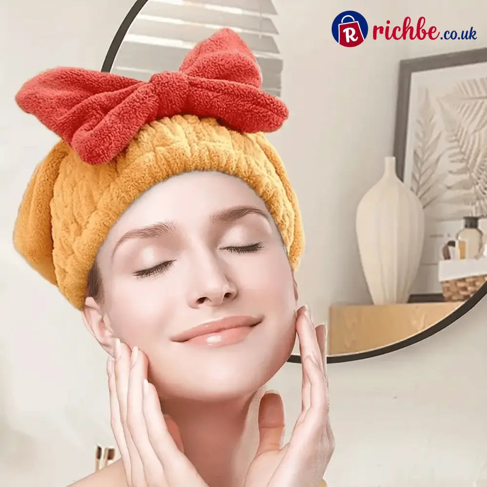 New Super Absorbent Hair Towel Wrap for Wet Hair - Yellow
