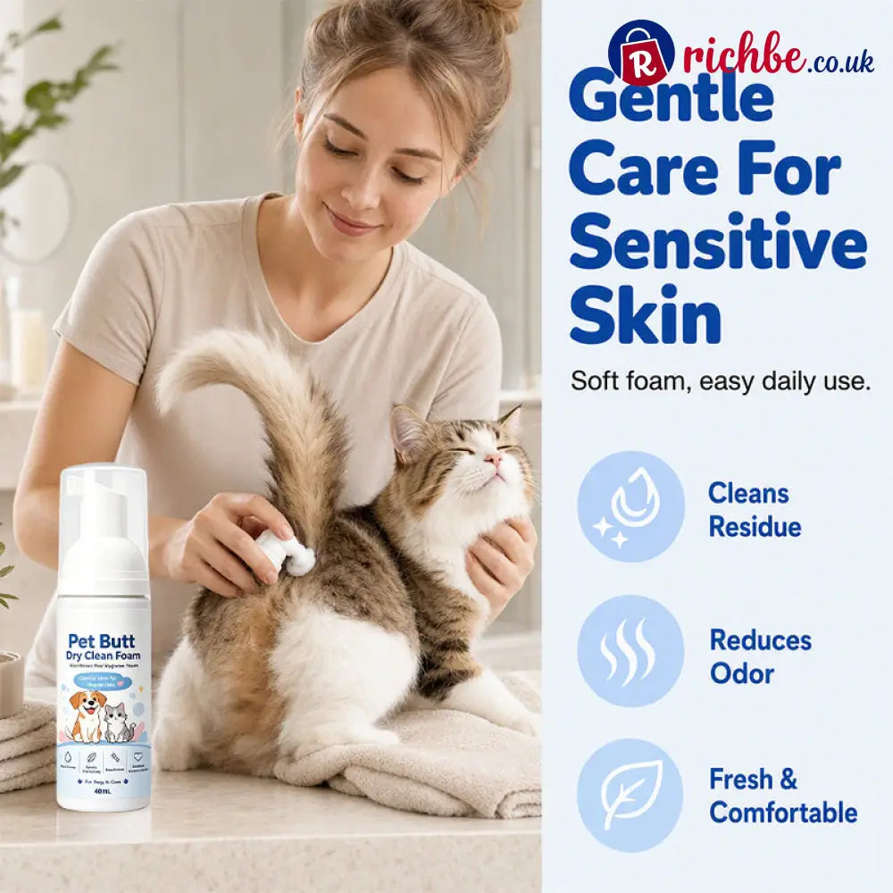 No-Rinse Pet Butt Dry Clean Foam for Dogs & Cats - Tools & Gadgets