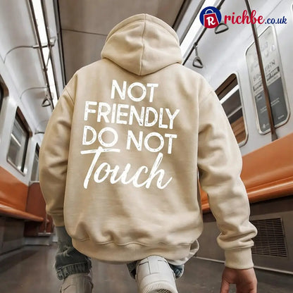 🖤Not Friendly Do Not Touch Print Hoodies - Beige / S