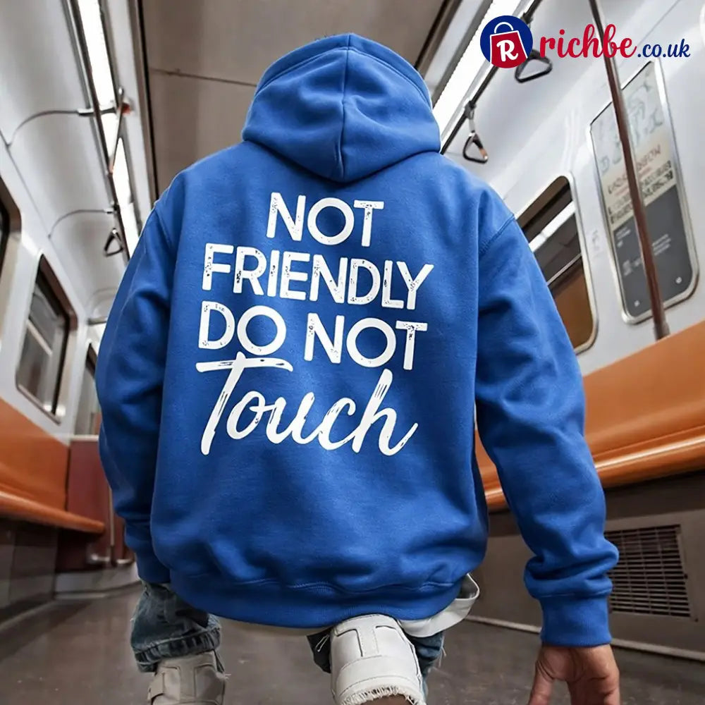 🖤Not Friendly Do Not Touch Print Hoodies - Blue / S