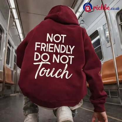 🖤Not Friendly Do Not Touch Print Hoodies - Wine Red / S
