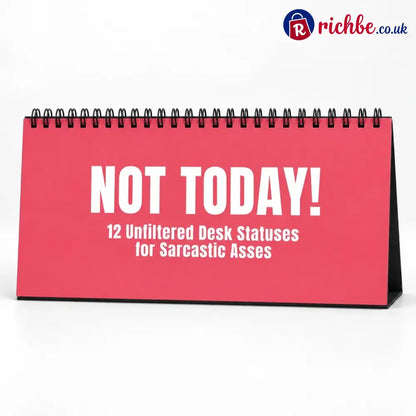 NOT TODAY! Unfiltered Desk Status Flip Sign, 12 Messages - Vivid Crimson
