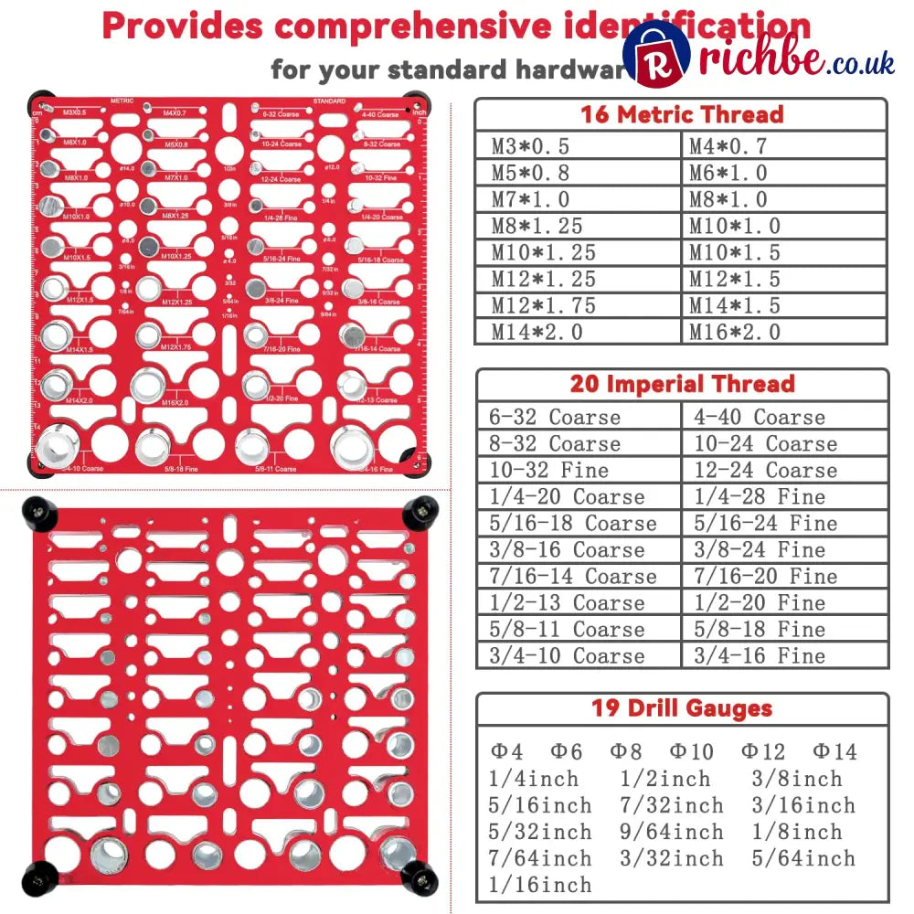 Nut and Bolt Thread Checker (SAE & Metric)