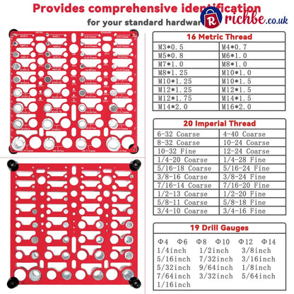 Nut and Bolt Thread Checker (SAE & Metric)