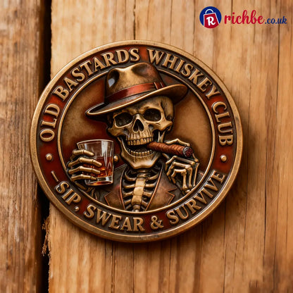 “Old Bastards whiskey Club – Sip Swear & Survive!”