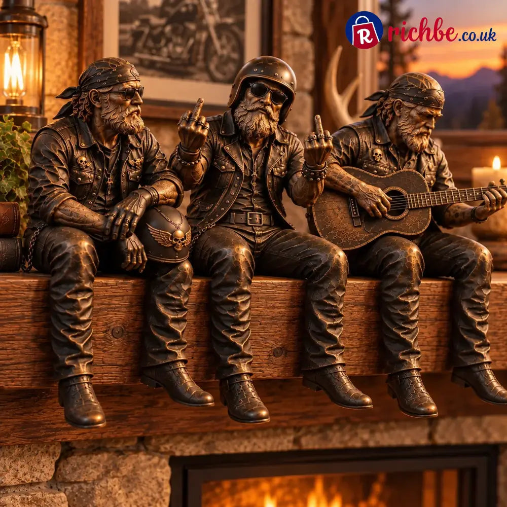Old Biker Soul Shelf Sitter Collection – Rustic Motorcycle Rider Figurines For Men