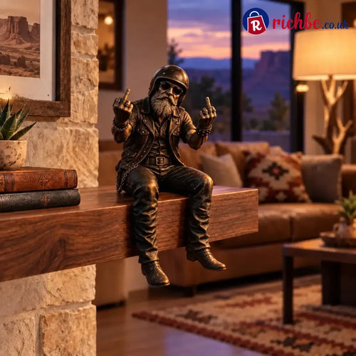 Old Biker Soul Shelf Sitter Collection – Rustic Motorcycle Rider Figurines For Men - Middle Finger