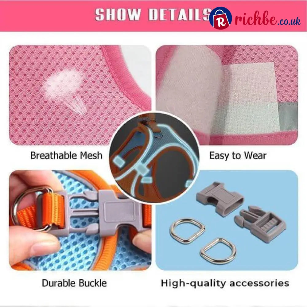 🐕 One Piece Pet Vest Leash – Adjustable & breathable mesh - Hot sale