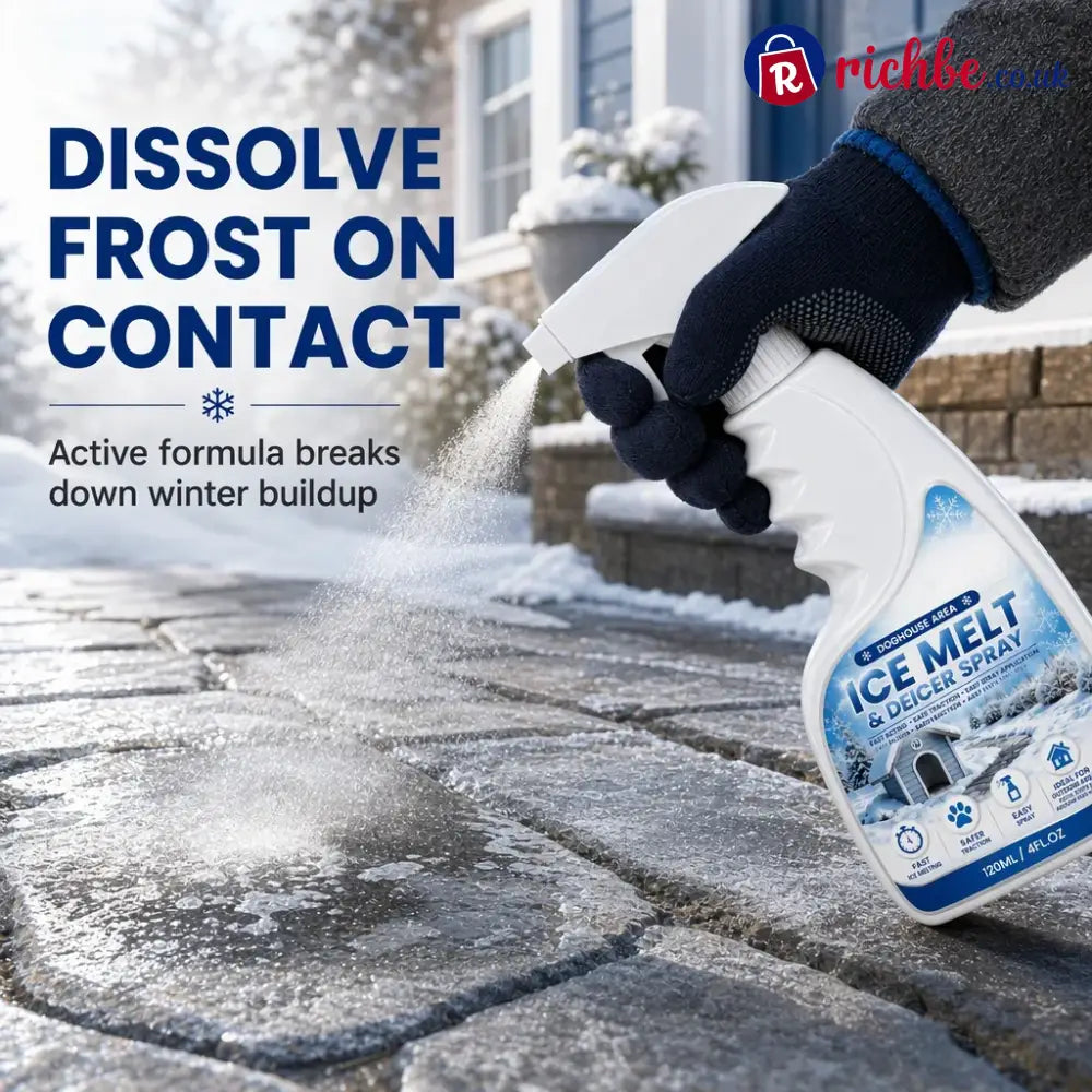 Outdoor De-Icing & Snow Melting Spray – pet-safe dissolves frost on contact. Clear steps walkways & patios fast! 🛡️✅