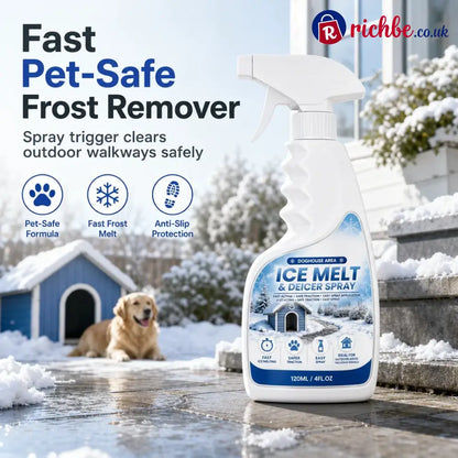 Outdoor De-Icing & Snow Melting Spray – pet-safe dissolves frost on contact. Clear steps walkways & patios fast! 🛡️✅