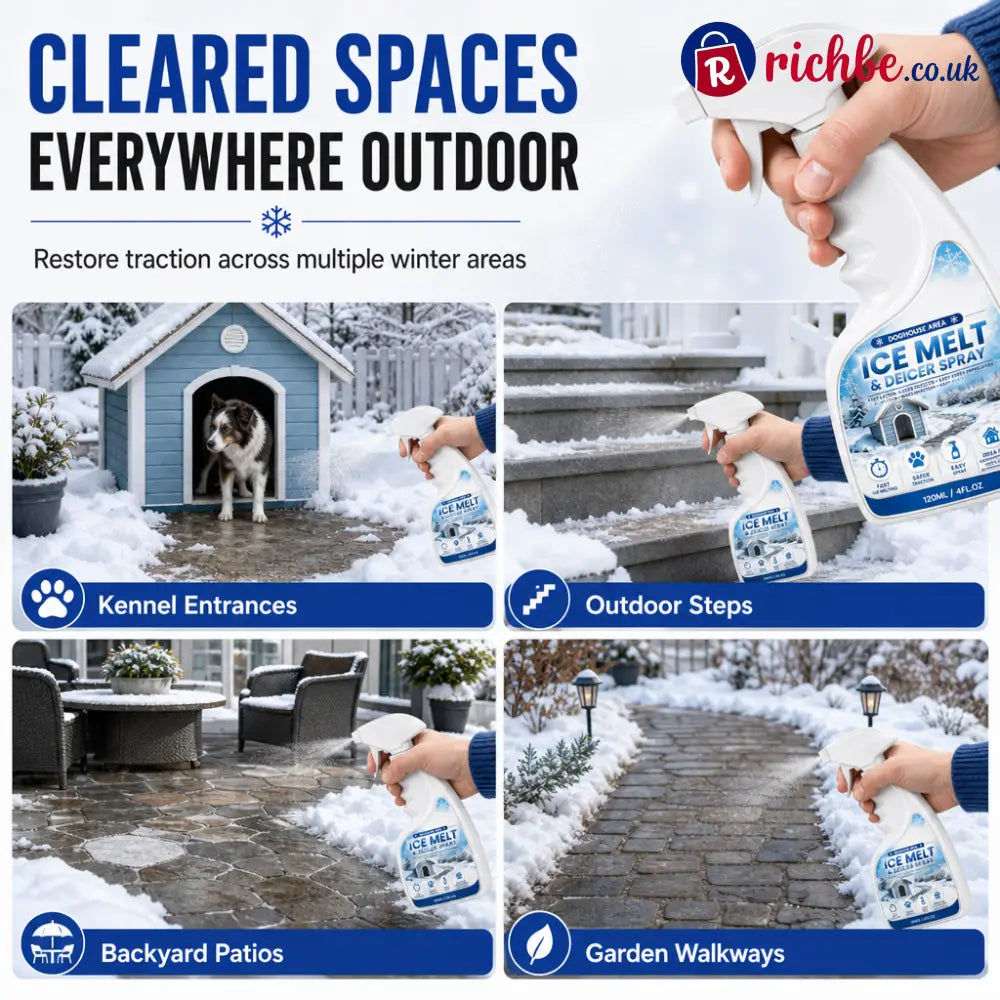 Outdoor De-Icing & Snow Melting Spray – pet-safe dissolves frost on contact. Clear steps walkways & patios fast - Hot