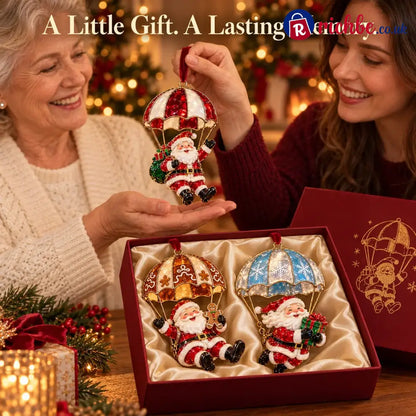 Parachuting Santa Christmas Ornaments – 6 Whimsical Holiday Designs - BUY 1