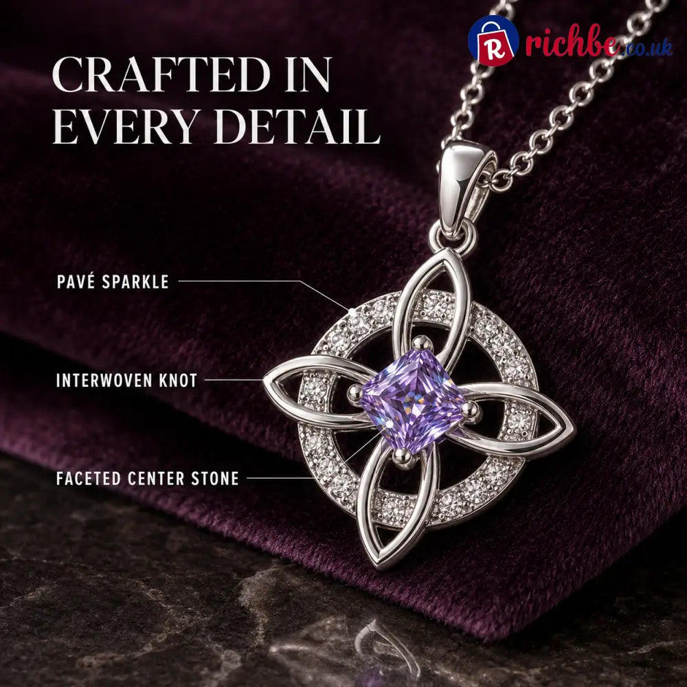 🔮 Personalized Witch’s Knot Birthstone Necklace – Sacred Protection & Luck Talisman ✨