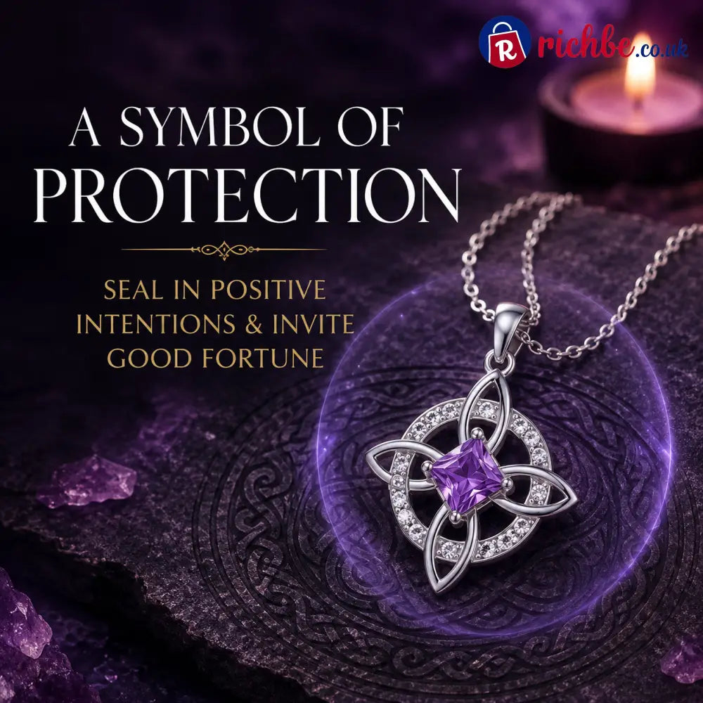 🔮 Personalized Witch’s Knot Birthstone Necklace – Sacred Protection & Luck Talisman ✨