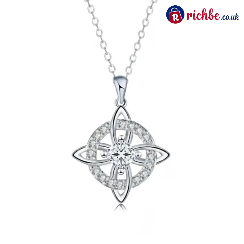 🔮 Personalized Witch’s Knot Birthstone Necklace – Sacred Protection & Luck Talisman ✨ - April / Diamond Crystal