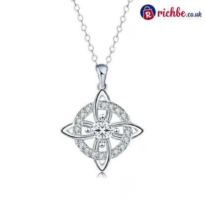 🔮 Personalized Witch’s Knot Birthstone Necklace – Sacred Protection & Luck Talisman ✨ - April / Diamond Crystal