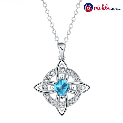🔮 Personalized Witch’s Knot Birthstone Necklace – Sacred Protection & Luck Talisman ✨ - December / Tanzanite Crystal