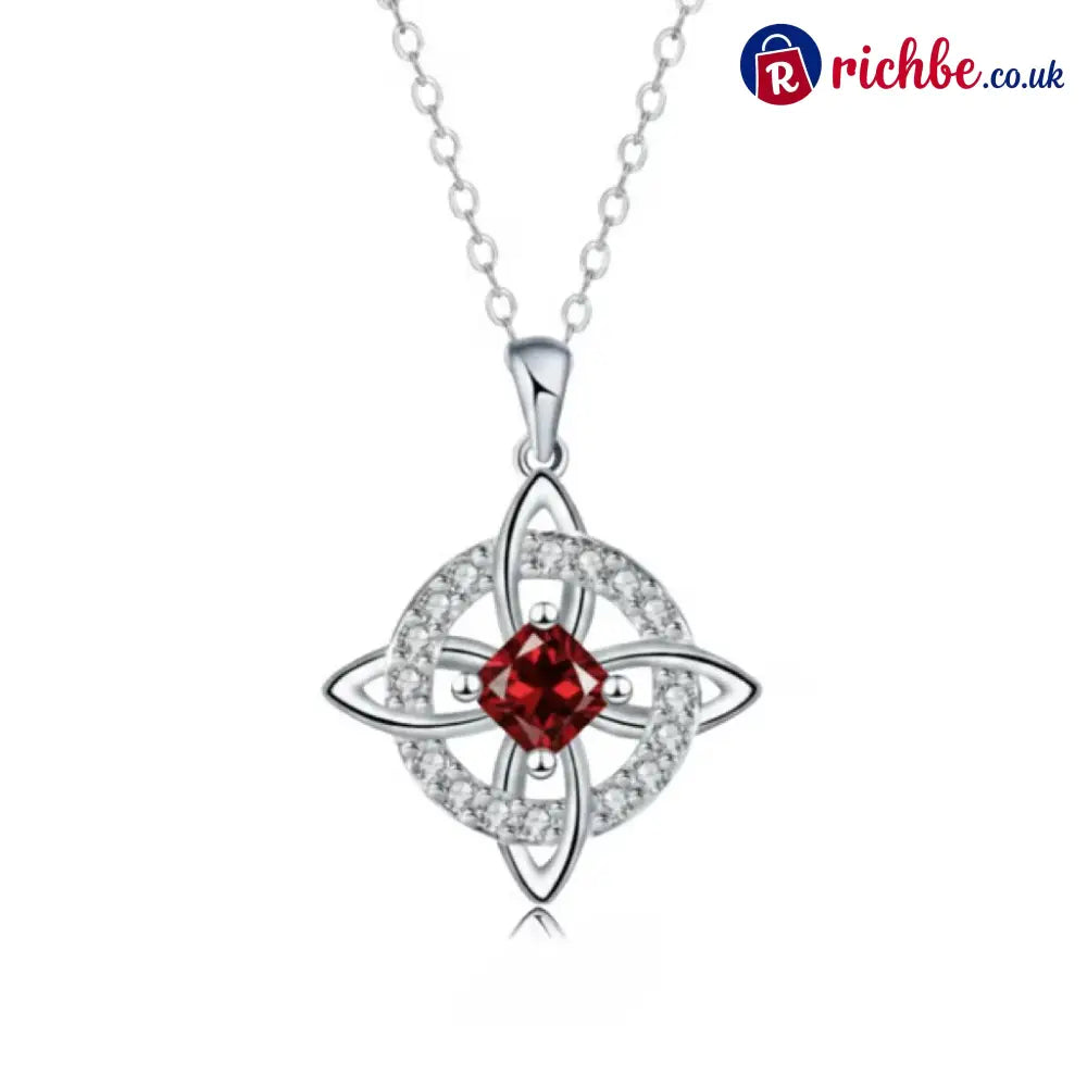 🔮 Personalized Witch’s Knot Birthstone Necklace – Sacred Protection & Luck Talisman ✨ - January / Garnet Crystal