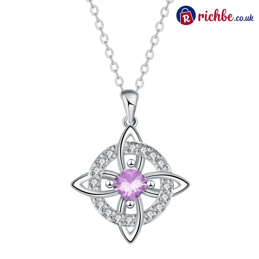 🔮 Personalized Witch’s Knot Birthstone Necklace – Sacred Protection & Luck Talisman ✨ - June / Alexandrite Crystal