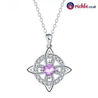 🔮 Personalized Witch’s Knot Birthstone Necklace – Sacred Protection & Luck Talisman ✨ - June / Alexandrite Crystal