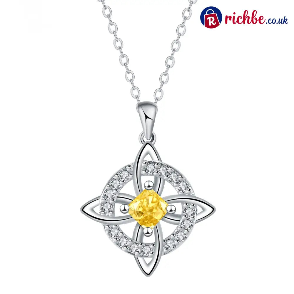 🔮 Personalized Witch’s Knot Birthstone Necklace – Sacred Protection & Luck Talisman ✨ - November / Citrine Crystal