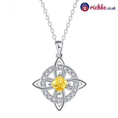 🔮 Personalized Witch’s Knot Birthstone Necklace – Sacred Protection & Luck Talisman ✨ - November / Citrine Crystal