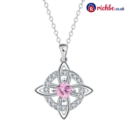 🔮 Personalized Witch’s Knot Birthstone Necklace – Sacred Protection & Luck Talisman ✨ - October / Tourmaline Crystal