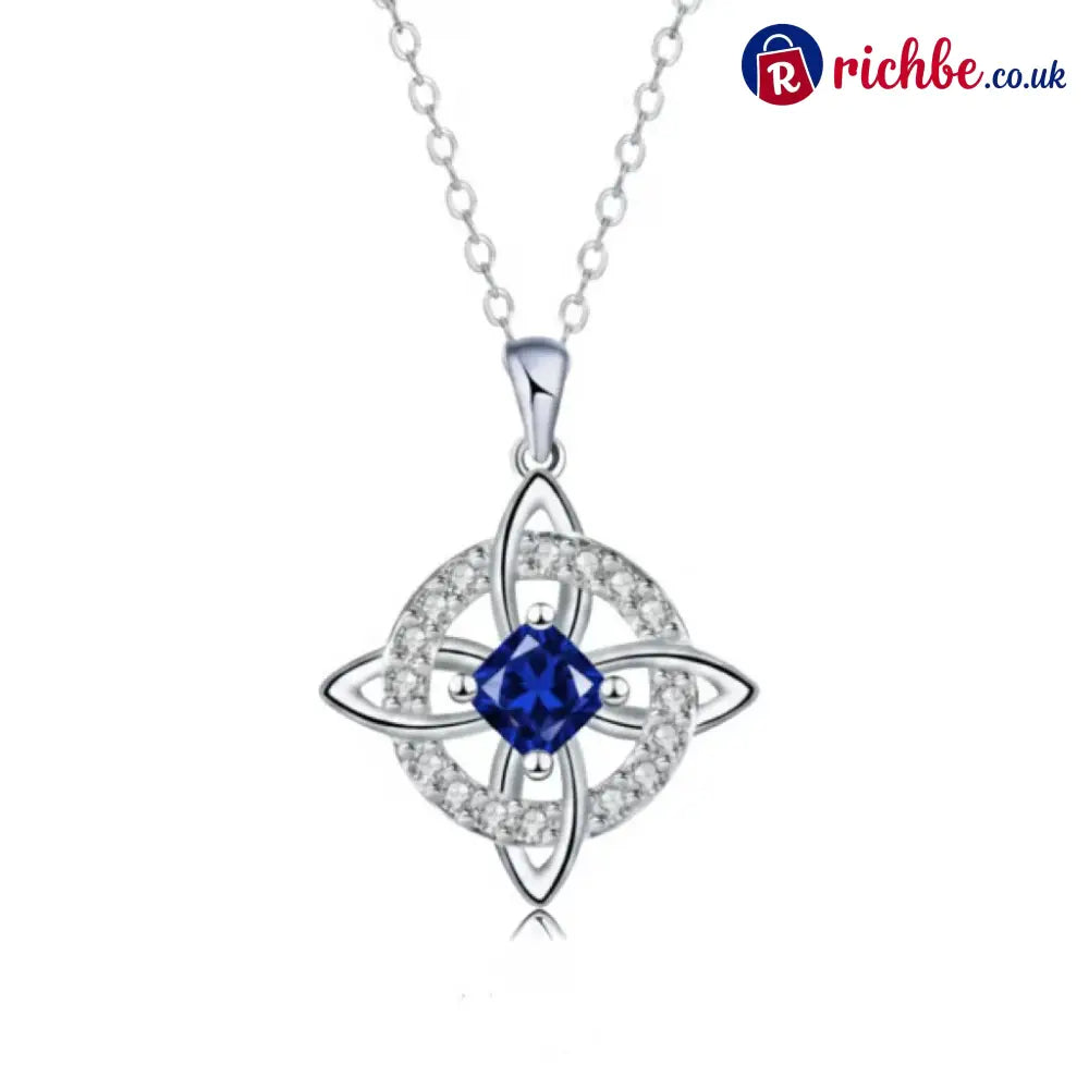 🔮 Personalized Witch’s Knot Birthstone Necklace – Sacred Protection & Luck Talisman ✨ - September / Sapphire Crystal