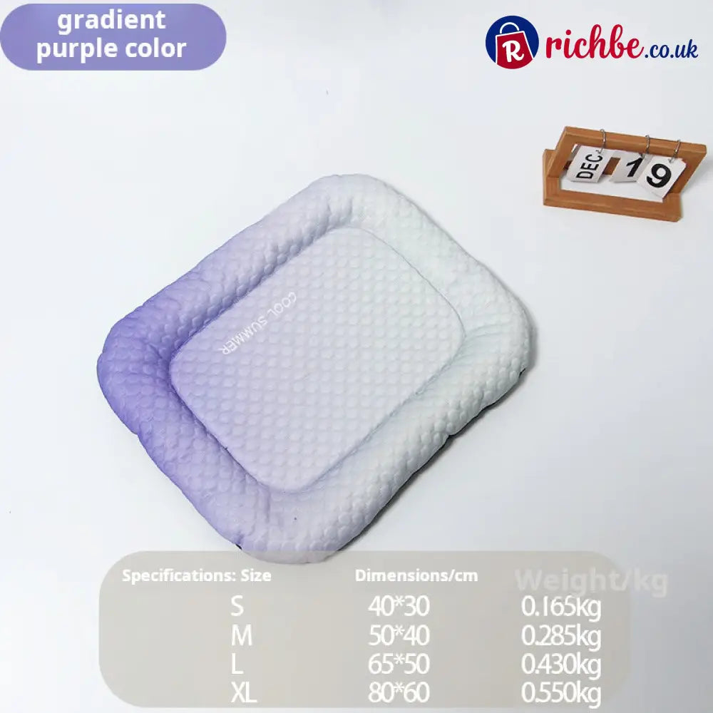 Pet Cooling Pad Mat for Dogs and Cats - Ice Silk Summer Cool Bed Blanket - Gradient Purple / S - 11.81*15.75 in - Hot