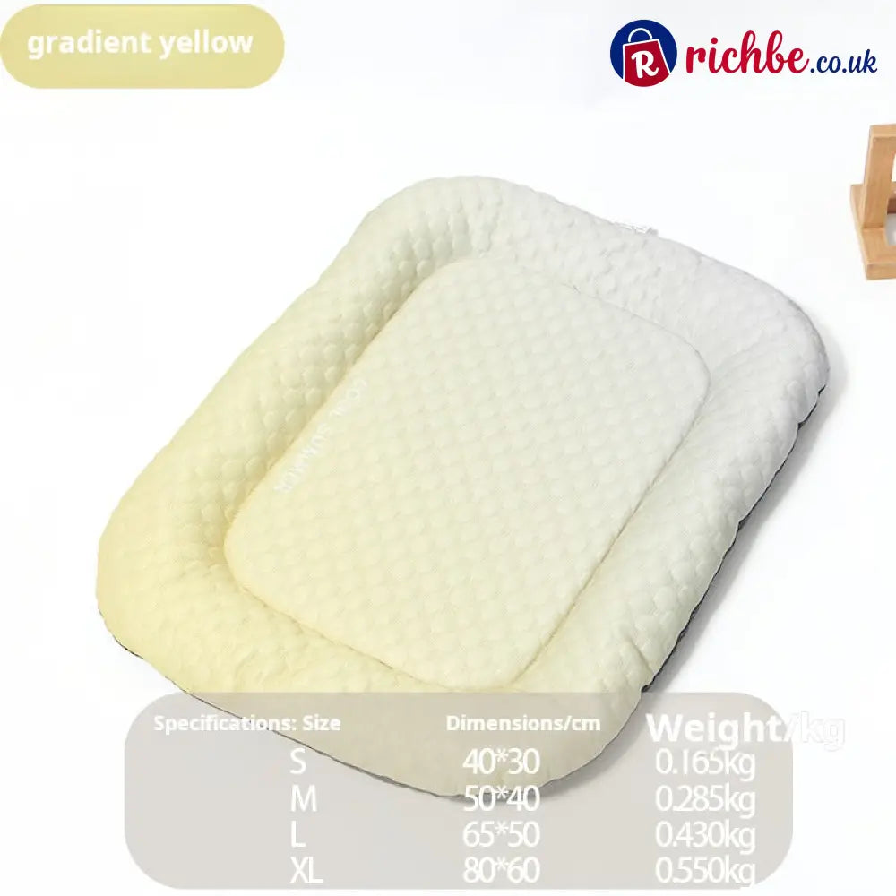 Pet Cooling Pad Mat for Dogs and Cats - Ice Silk Summer Cool Bed Blanket - Gradient Yellow / S - 11.81*15.75 in - Hot