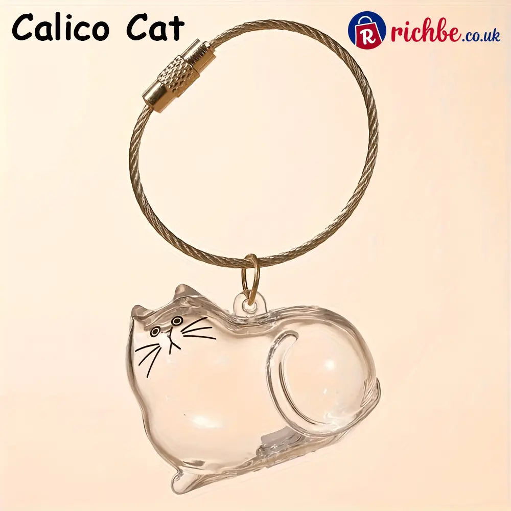 🐾Pet Hair Memorial Capsule Keychain - Calico Cat