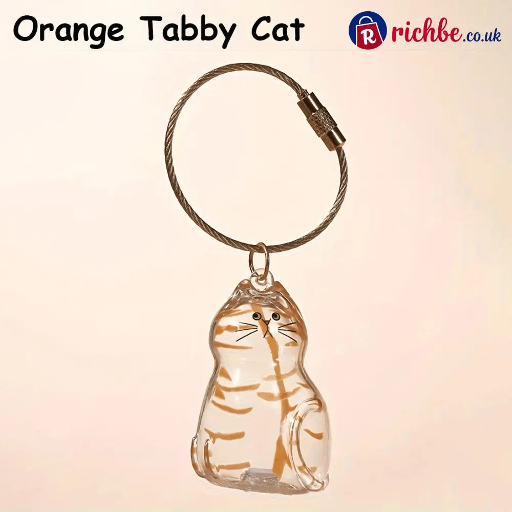 🐾Pet Hair Memorial Capsule Keychain - Orange Tabby Cat