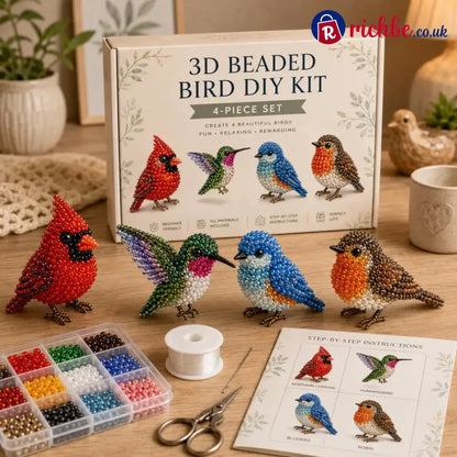 🧵✨Petite 3D Beaded Animal Craft Kit - 🐦 Backyard Birds