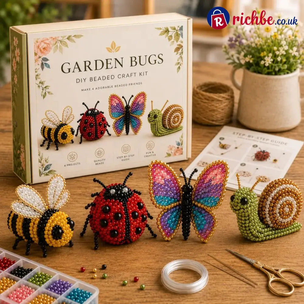 🧵✨Petite 3D Beaded Animal Craft Kit - 🐝 Garden Bugs