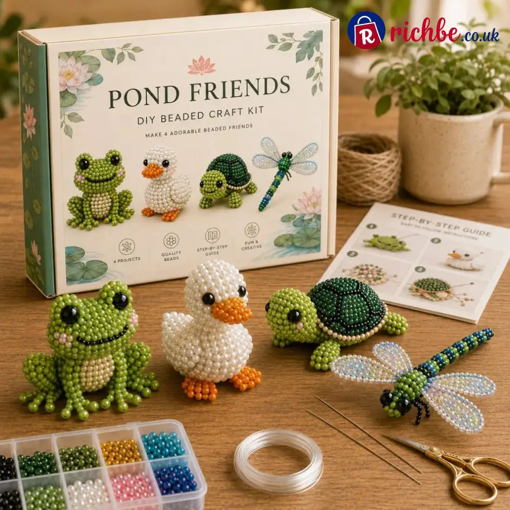 🧵✨Petite 3D Beaded Animal Craft Kit - 🐸 Pond Friends