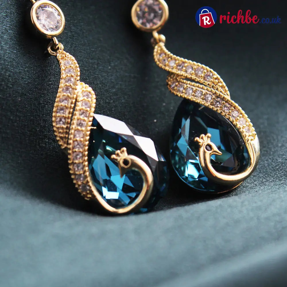 🦚 Phoenix Earrings – Peacock Design CZ Gems Lightweight Gift 🎁 - Blue / 🛍️ 1 SET – Try it - Hot Sale