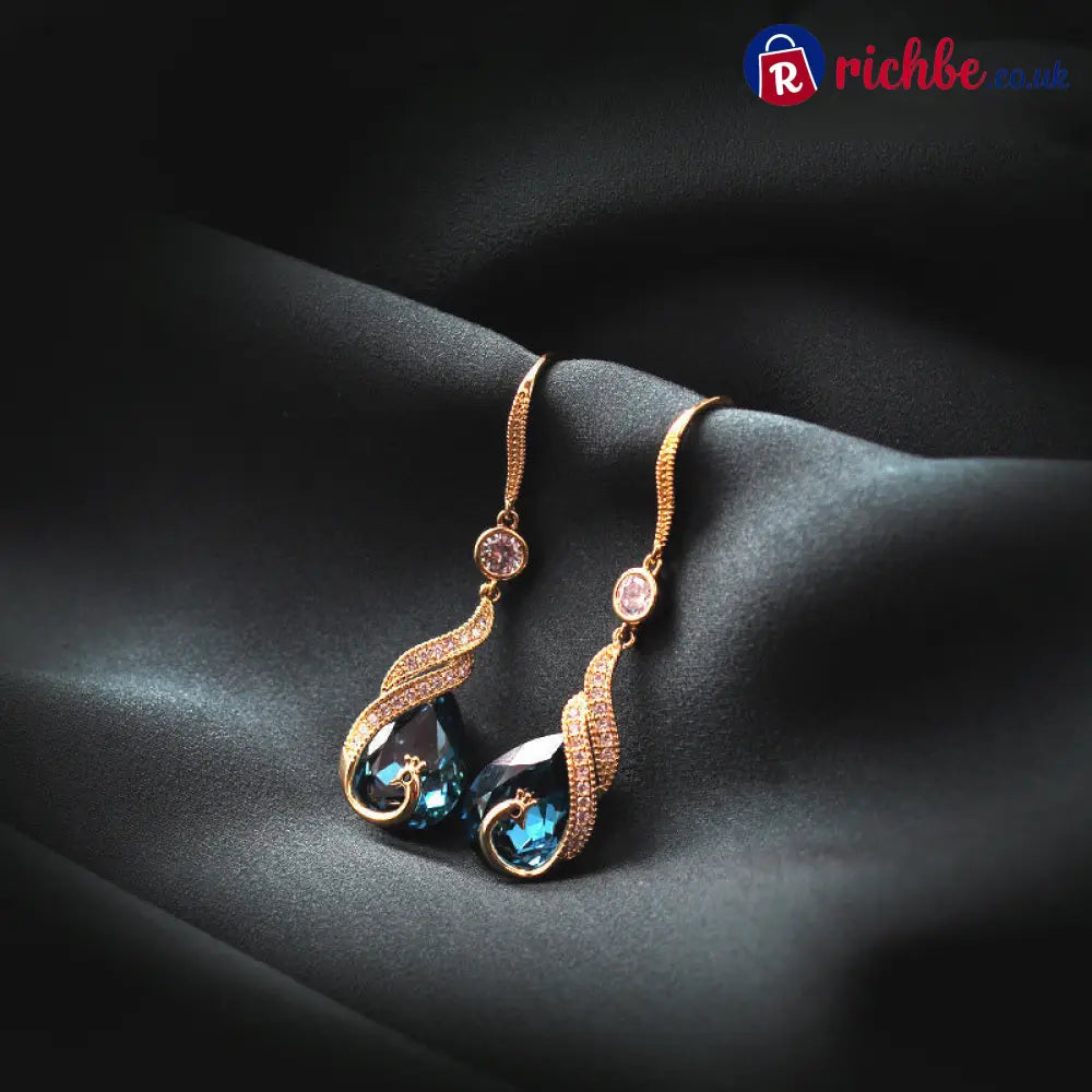 🦚 Phoenix Earrings – Peacock Design CZ Gems Lightweight Gift 🎁 - Hot Sale