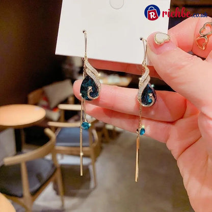 🦚 Phoenix Earrings – Peacock Design CZ Gems Lightweight Gift 🎁 - Hot Sale